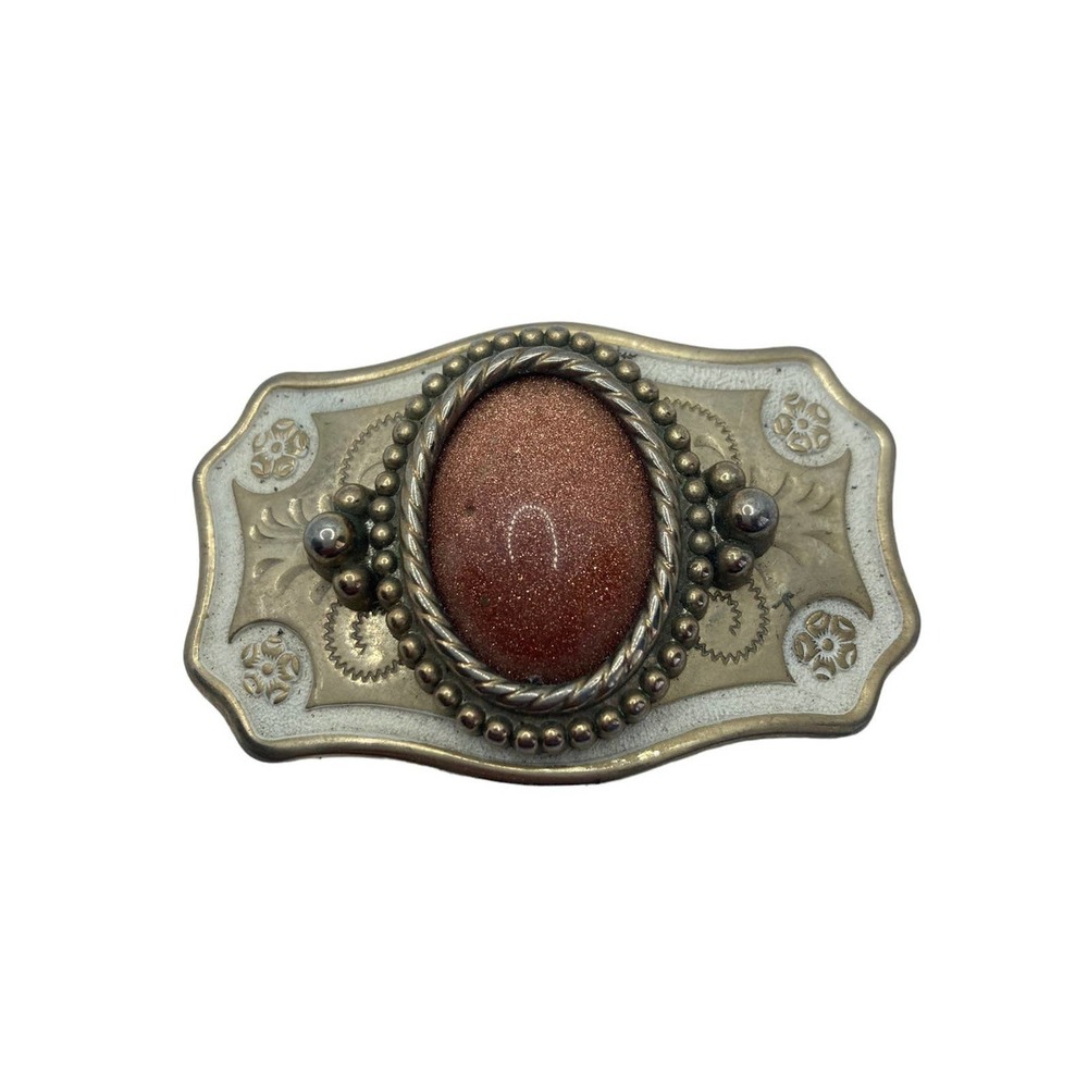 Vintage Gold Tone Goldstone Statement Belt Buckle‎